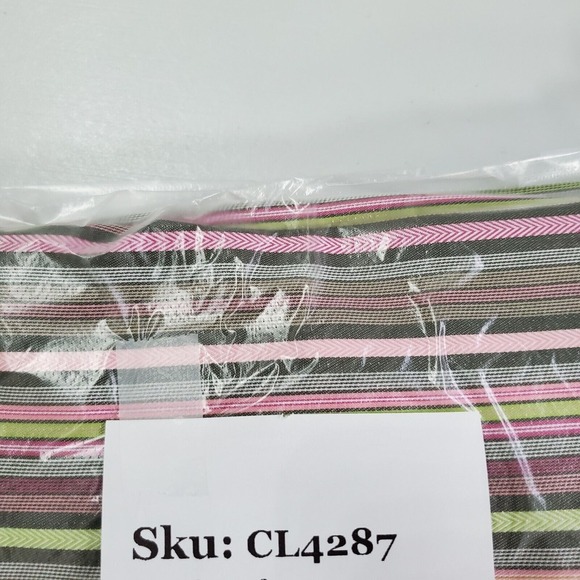 Foxcroft Womens Wrinkle Free Shirt Size 14 Pink Green Stripe Button Up Office - Picture 10 of 10